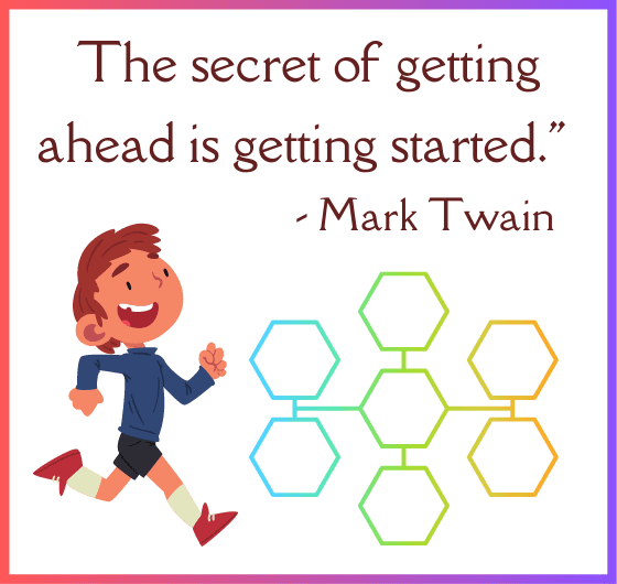 A pathway leading to success with a quote by Mark Twain: 'The secret of getting ahead is getting started