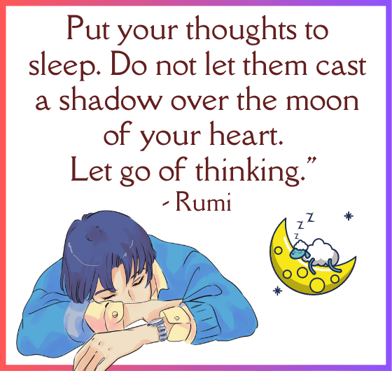 A quote by Rumi about the importance of letting go of thoughts, A motivational image about mindfulness