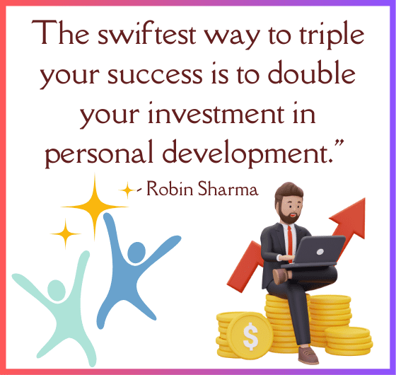 A motivational image about personal development, An inspirational quote about success, A picture of a quote by Robin Sharma